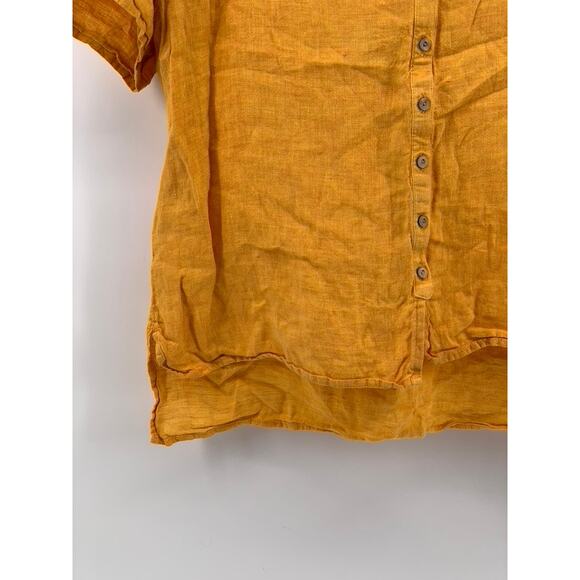 J. JILL Women's Petite Mustard Yellow Button-Up Short Sleeve Oversized Top SZ SP - Picture 7 of 9